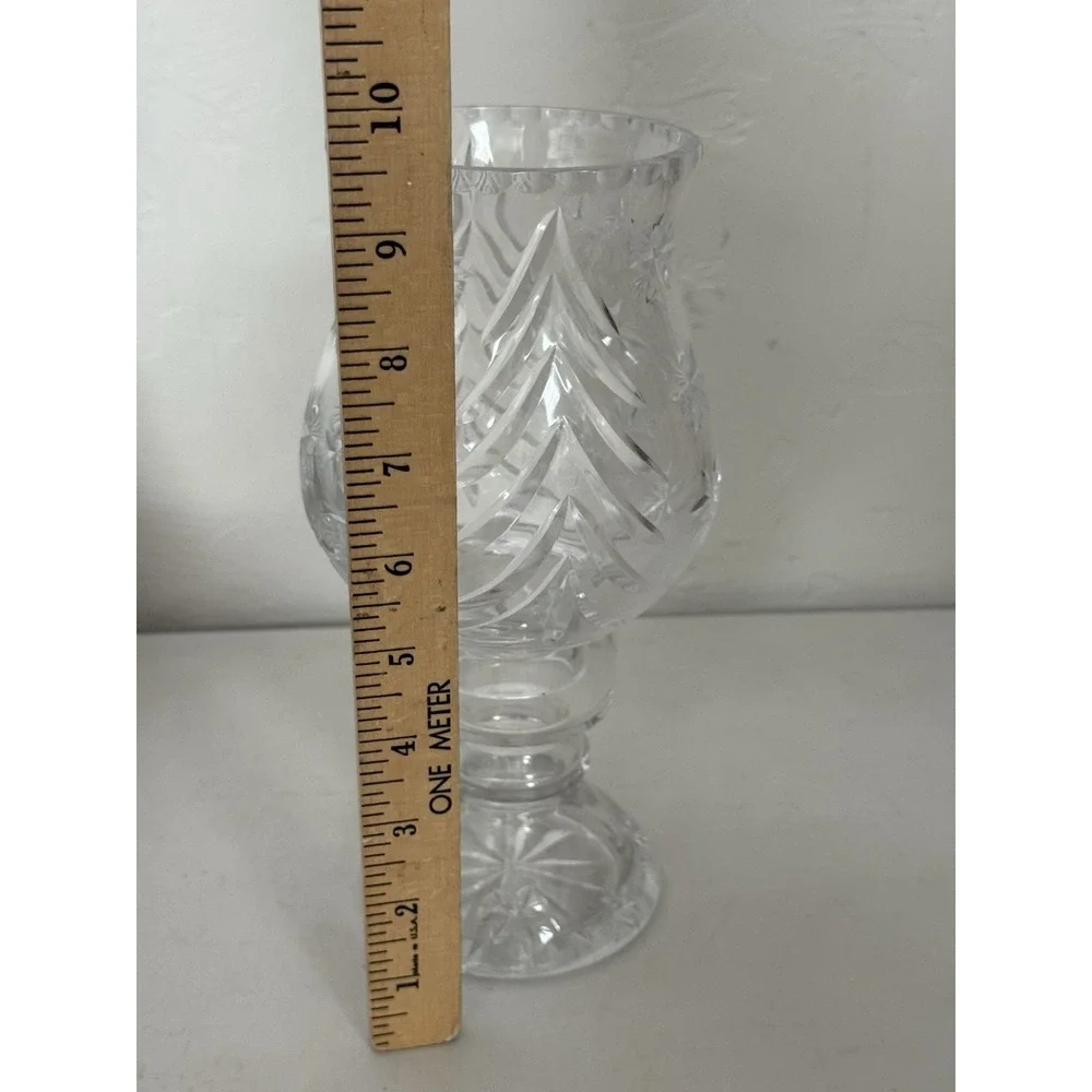 Vintage Large‎ Hand Cut Crystal 2 Piece Hurricane Candle Lamp